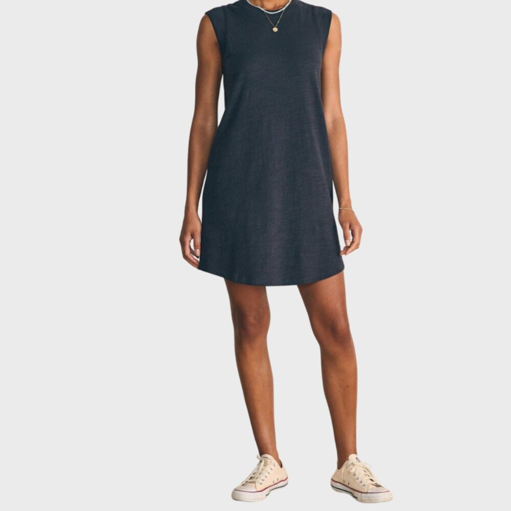 Faherty 100% Organic Cotton Sunwashed Slub Muscle Dress Minimalist NWOT Sz Large